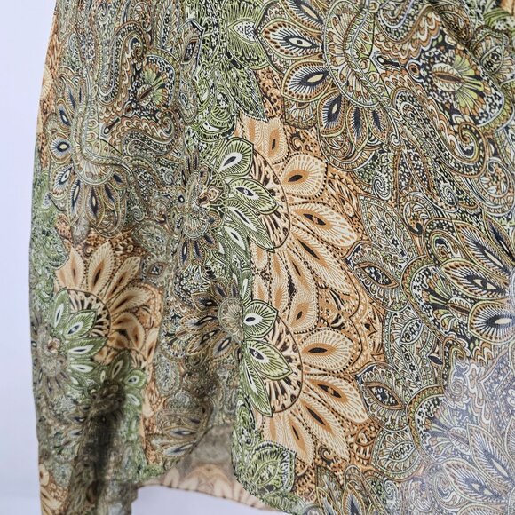 Womens OS Vest Wrap Cover Green Sheer Sleeveless Paisley Floral Light Layer - Picture 13 of 13